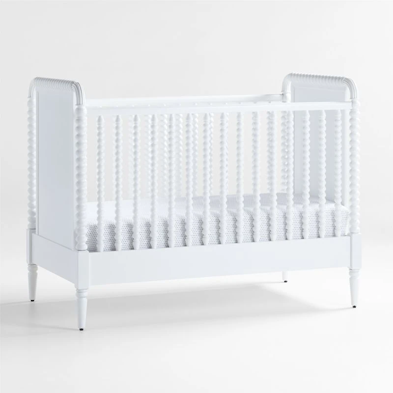 Jenny Lind Heirloom White Wood Convertible Baby Crib with Toddler Bed Rail