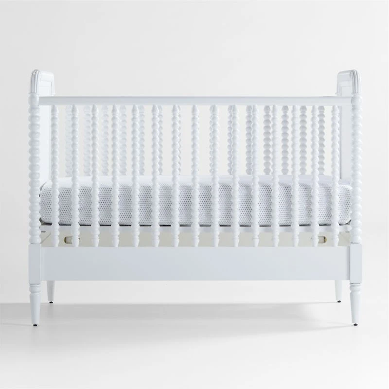 Jenny Lind Heirloom White Wood Convertible Baby Crib with Toddler Bed Rail