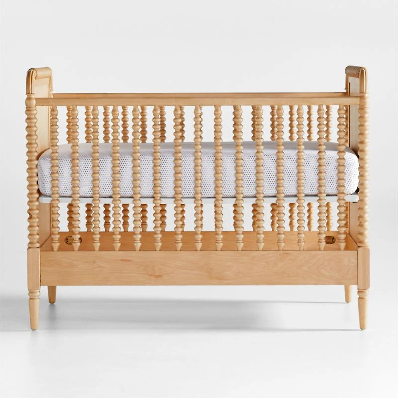 Jenny Lind Heirloom Maple Wood Convertible Baby Crib with Toddler Bed Rail