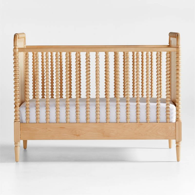 Jenny Lind Heirloom Maple Wood Convertible Baby Crib with Toddler Bed Rail