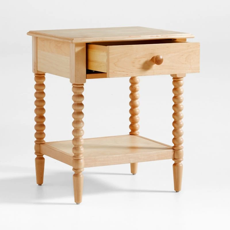 Jenny Lind Maple Wood Spindle Kids Nightstand with Drawer