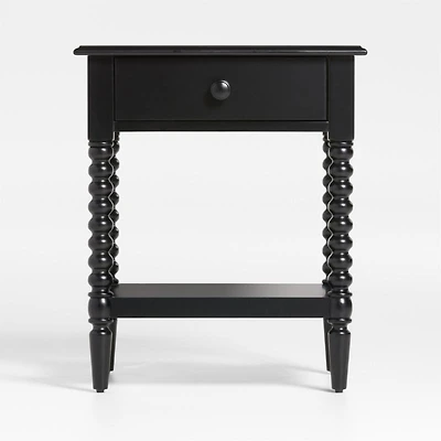 Set of 2 Jenny Lind Black Wood Spindle Kids Nightstand with Drawer
