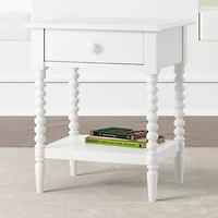 Jenny Lind White Wood Spindle Kids Nightstand with Drawer
