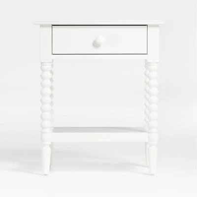 Jenny Lind White Wood Spindle Kids Nightstand with Drawer