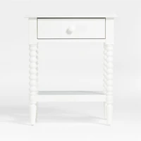 Jenny Lind White Wood Spindle Kids Nightstand with Drawer