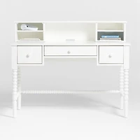 Jenny Lind White Wood Spindle 3-Drawer Kids Desk with Hutch