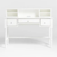 Jenny Lind White Wood Spindle 3-Drawer Kids Desk with Hutch