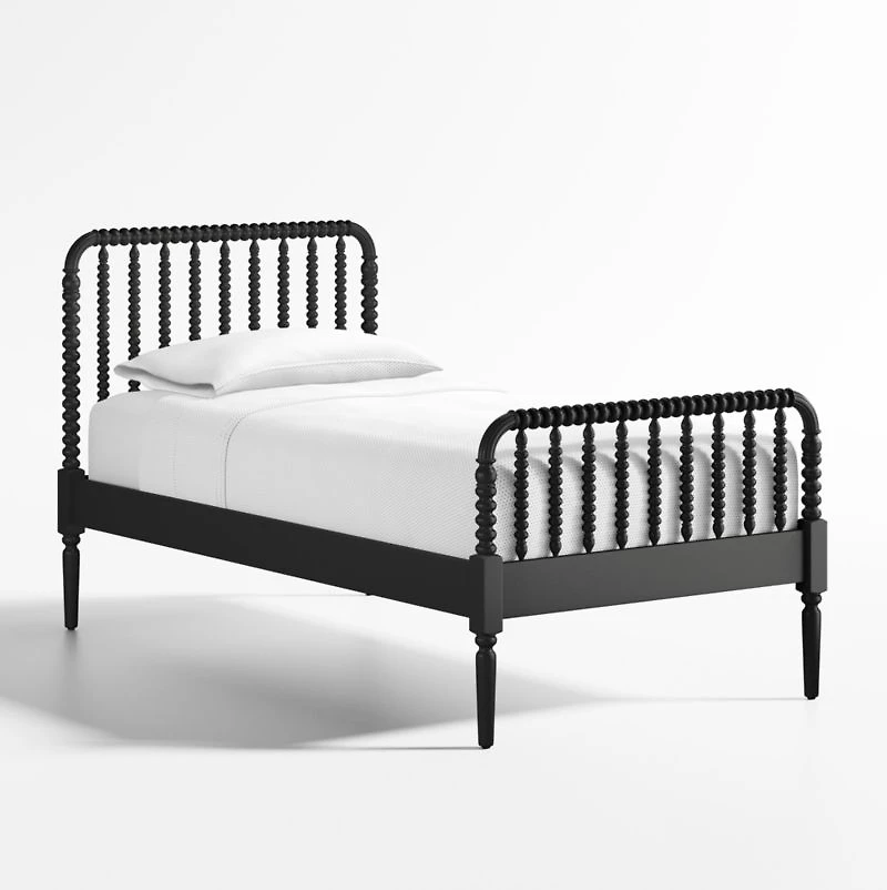 Jenny Lind Black Wood Spindle Kids Queen Bed