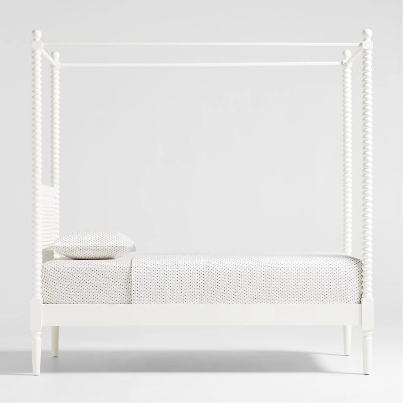 Jenny Lind White Wood Spindle Kids Canopy Twin Bed