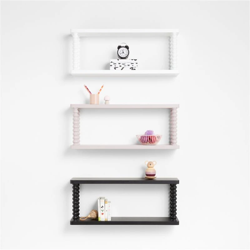 Jenny Lind Kids Black Wood Spindle Wall Shelf
