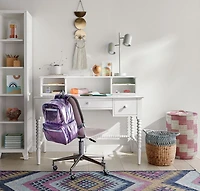 Jenny Lind White Wood Spindle 3-Drawer Kids Desk with Hutch