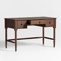 Jenny Lind Deep Brown Wood Spindle 3-Drawer Kids Desk