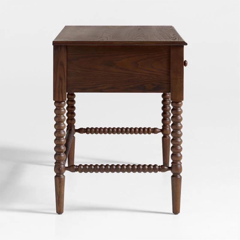 Jenny Lind Deep Brown Wood Spindle 3-Drawer Kids Desk
