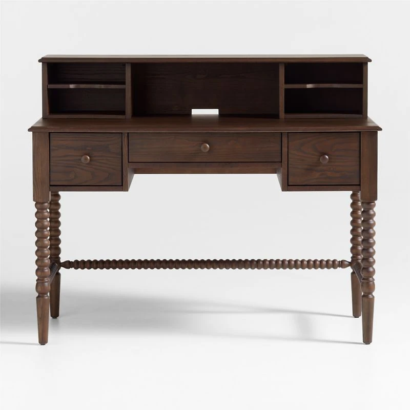 Jenny Lind Deep Brown Wood Spindle 3-Drawer Kids Desk