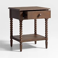 Jenny Lind Deep Brown Wood Spindle Kids Nightstand with Drawer