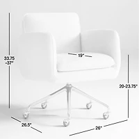 Jens Plush Ivory Office Chair