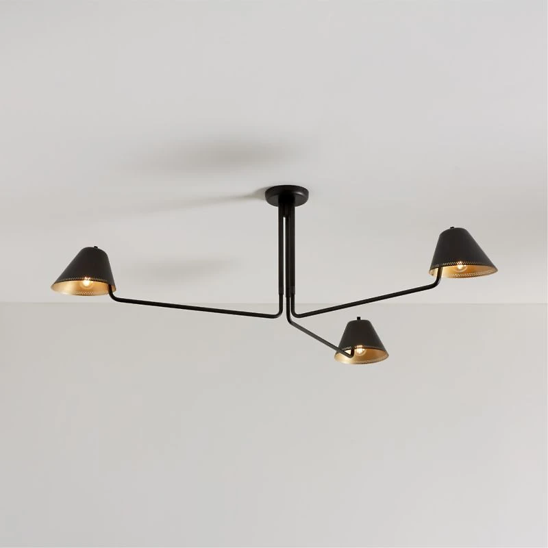 Jensen Black Metal Semi-Flushmount Light 55"