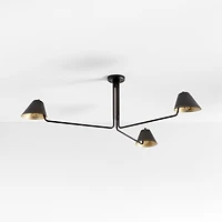 Jensen Black Metal Semi-Flushmount Light 55"