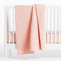 Pink Organic Cotton Heathered Jersey Baby Crib Quilt