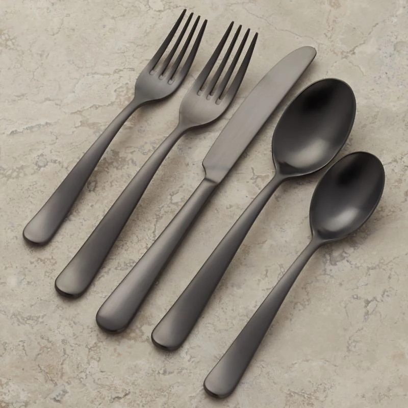 Jett Black Satin 20-Piece Flatware Set