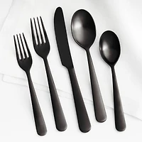 Jett Black Satin 20-Piece Flatware Set