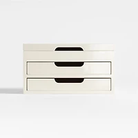 Large Cream White Wood Jewelry Box