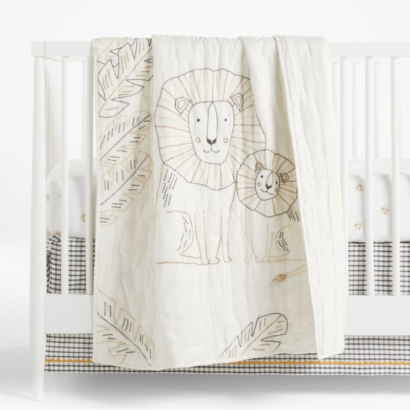 Jungle Lion Organic Cotton Baby Crib Quilt