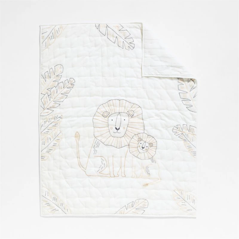 Jungle Lion Organic Cotton Baby Crib Quilt