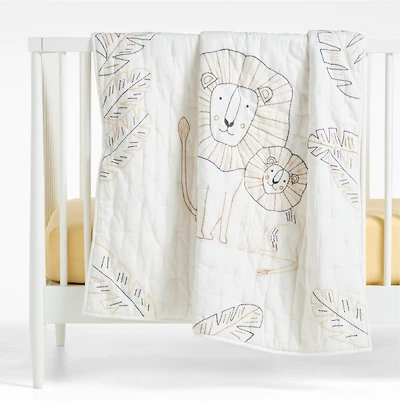 Jungle Lion Organic Cotton Baby Crib Quilt