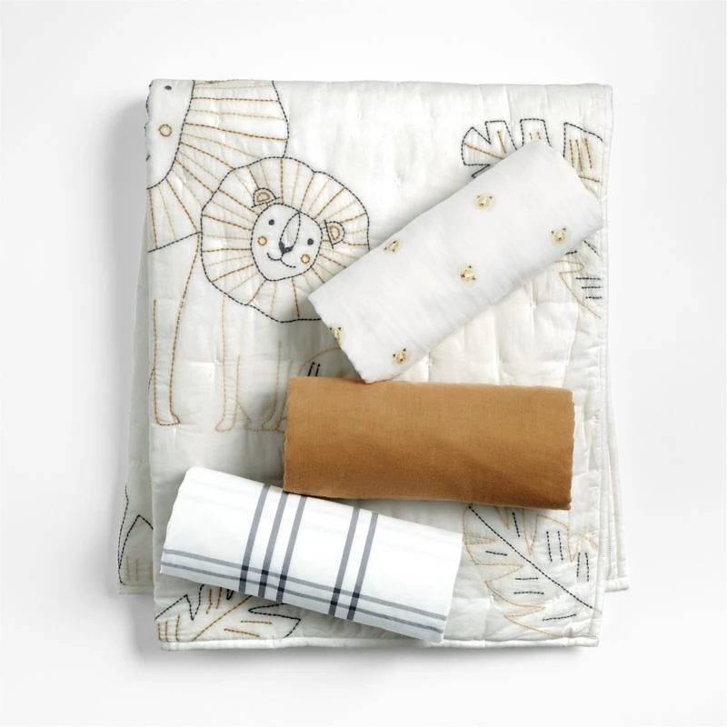 Jungle Lion Organic Cotton Baby Crib Quilt