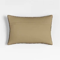 Katla Woven Linen Plaid 22"x15" Ink Black Throw Pillow with Feather Insert