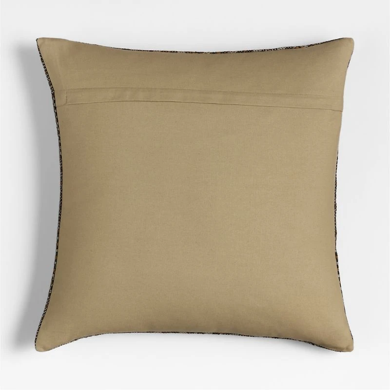 Katla Woven Linen Plaid 23"x23" Ink Black Throw Pillow with Feather Insert