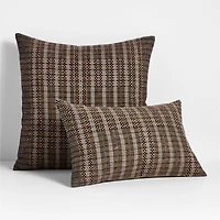 Katla Woven Linen Plaid 22"x15" Ink Black Throw Pillow with Down-Alternative Insert