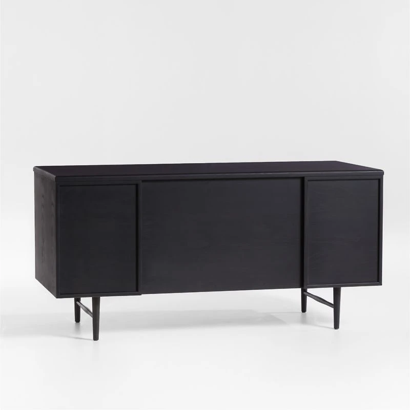 Kaufman 62" Black and Natural Wood Desk with File Drawer