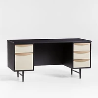 Kaufman 62" Black and Natural Wood Desk with File Drawer