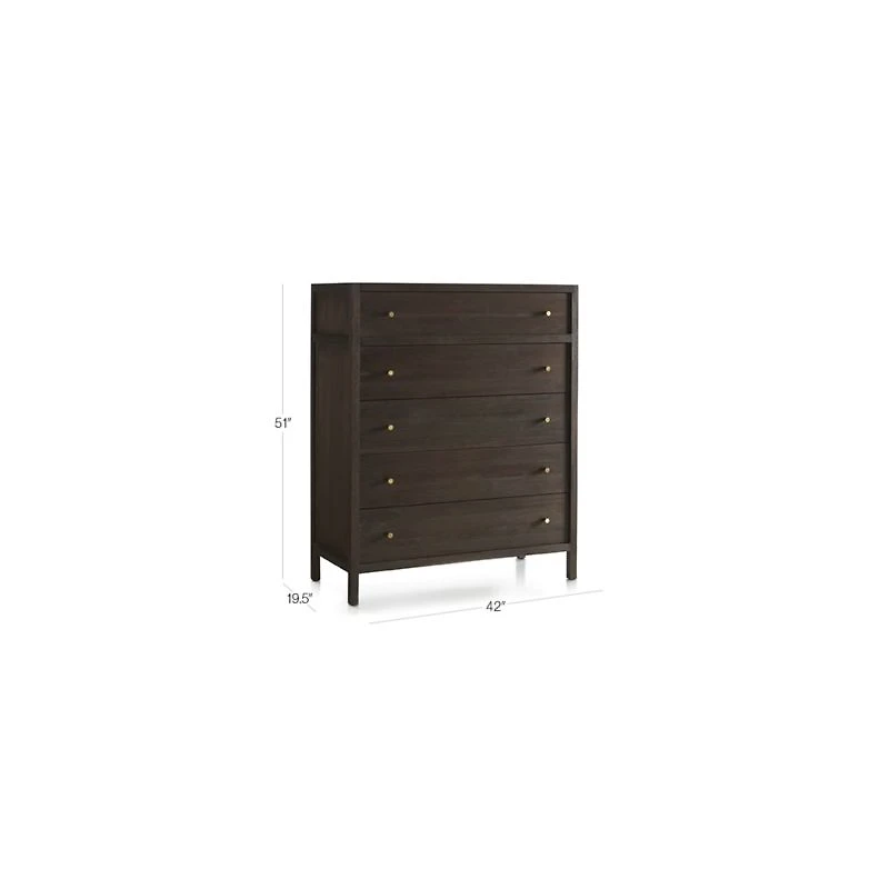 Keane Espresso Solid Wood 5-Drawer Chest
