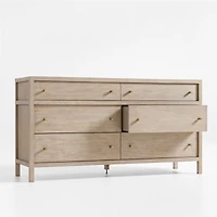 Keane 64" Weathered Natural Solid Wood 6-Drawer Dresser