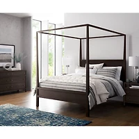 Keane Espresso Wood Queen Canopy Bed