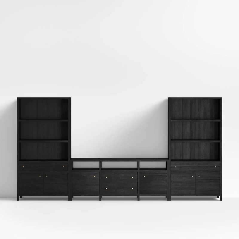 Keane 166" Black Wood Storage Media Console Set