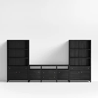 Keane 166" Black Wood Storage Media Console Set