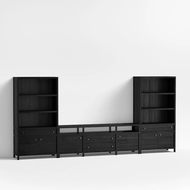 Keane 166" Black Wood Storage Media Console Set
