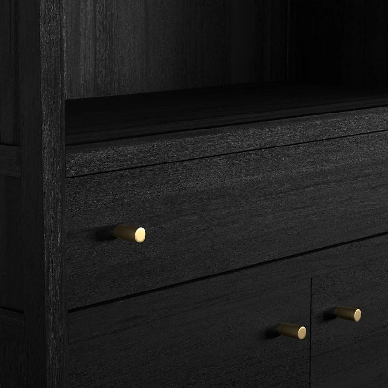Keane 40" Black Wood Storage Bookcase, Set of 2
