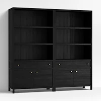 Keane 40" Black Wood Storage Bookcase, Set of 2