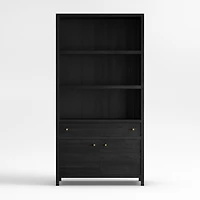 Keane 40" Black Wood Storage Bookcase, Set of 2