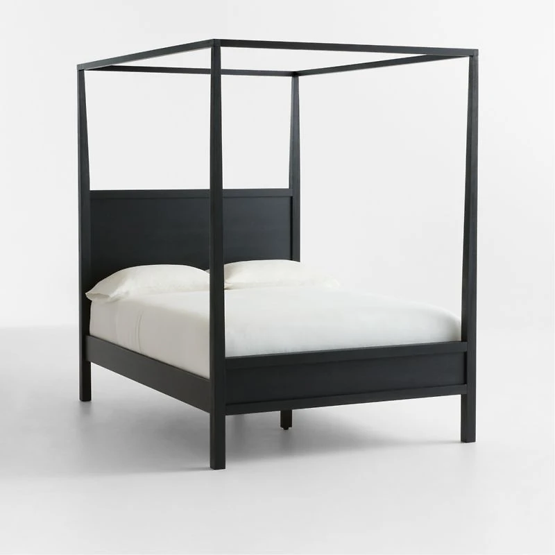 Keane Black Solid Wood Full Canopy Bed