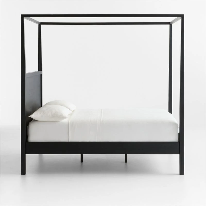 Keane Black Solid Wood Full Canopy Bed