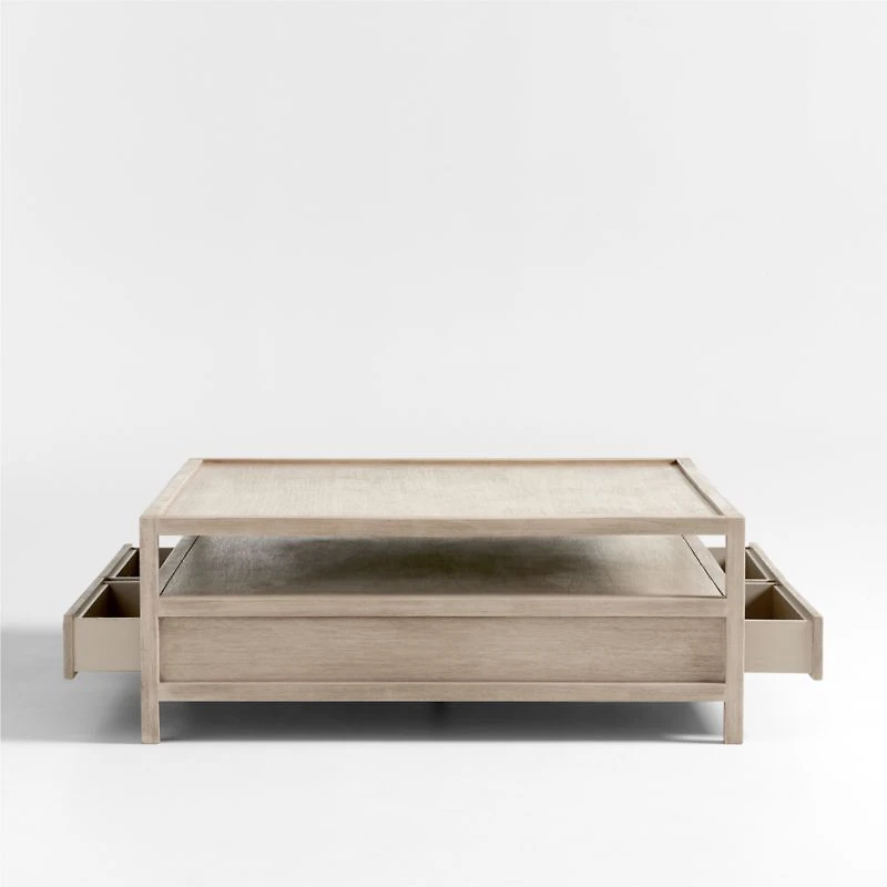 Keane Weathered Natural Wood 45" Square Storage Coffee Table