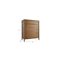 Keane 42" Weathered Natural Solid Wood 5-Drawer Tall Dresser