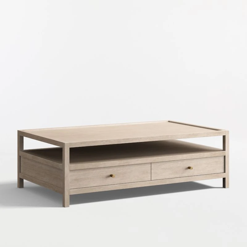 Keane Weathered Natural Wood 45" Square Storage Coffee Table