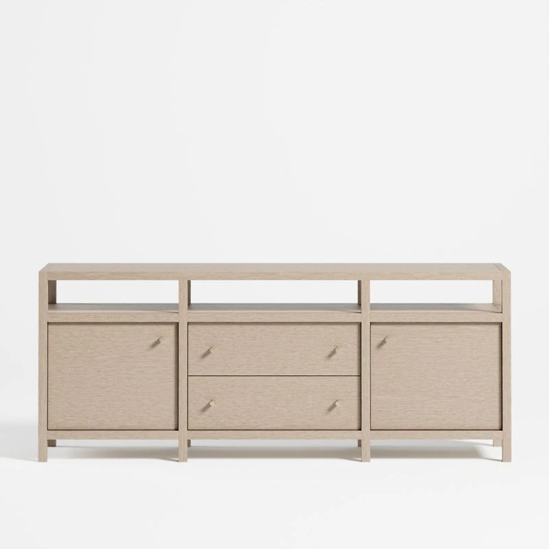 Keane 72" Weathered Natural Wood Storage Media Console